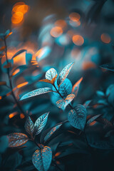 Background with leaves and bokeh. A slide background for showcasing creative content. Background image. Created with Generative AI technology.