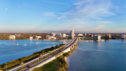 Fototapeta na wymiar Drone photography of downtown Clearwater, aerial view