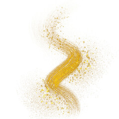 Gold glitter line wave transparent background