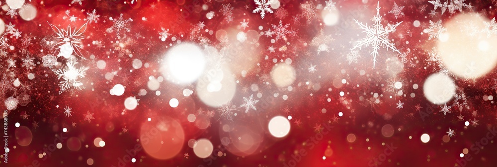 Poster a vibrant red and white christmas background adorned with delicate snowflakes falling gently from th