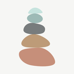 Balance pebble stone harmony vector Illustration. Simplicity calm and zen of cairn rock shape. Modern abstract wall decor, poster set, wellness background. Spa balance harmony therapy zen wallpaper