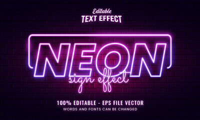 neon light sign editable vector text effect	