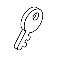 An isometric vector of access key, security key icon design