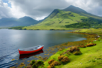 Killary Harbour or Killary fjord, a stunning fjord in the west of Ireland. North Connemara's spectacular scenery. Dramatic natural border between co. Galway and co. Mayo. 
 - obrazy, fototapety, plakaty