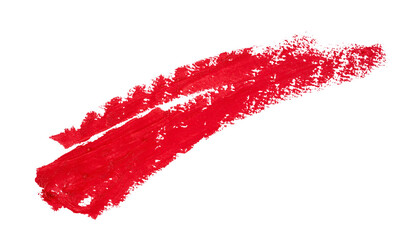 Red lipstick smear smudge isolated. Red color brush stroke. Makeup red cream texture background,...