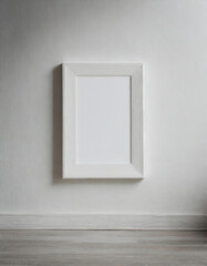 white empty frame on white wall, minimalism