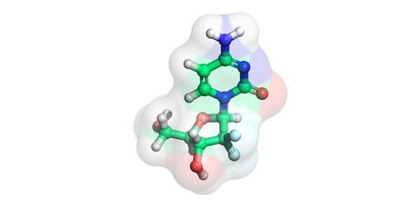 Gemcitabine, anticancer drug for pancreatic cancer, 3D molecule 4K