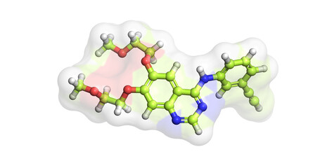 Erlotinib,anticancer drug against lung cancer/ advanced metastatic pancreatic cancers, 3D molecule 4K
