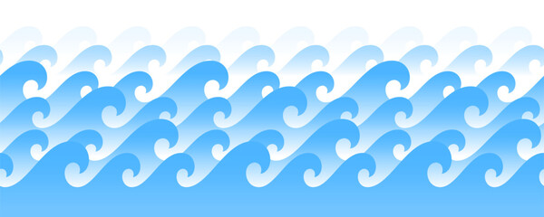 Sea wave pattern background. Vector ocean wave shape pattern. Water line background. Seamless marine decoration pattern background - 743870850