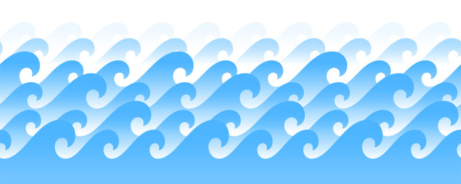 Sea wave pattern background. Vector ocean wave shape pattern. Water line background. Seamless marine decoration pattern background