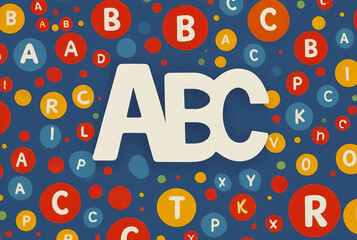 Illustrated colorful ABC as abbreviation of Alphabet over colorful background - obrazy, fototapety, plakaty