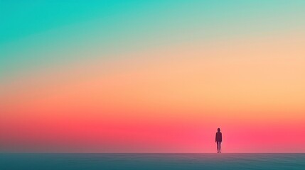 Fototapeta na wymiar Serene Solitude: Minimalist Beach Sunset