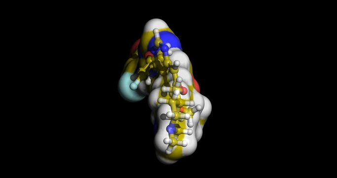 Vandetanib, anticancer drug against medullary thyroid cancer, 3D molecule 4K