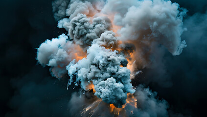 a cloud of smoke rising in the dark in the style of b - obrazy, fototapety, plakaty