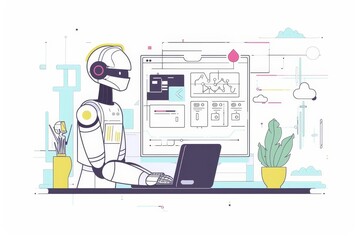Artificial intelligence assistant concept Visualizing the interface and capabilities of ai in providing assistance and enhancing productivity in various tasks and industries.