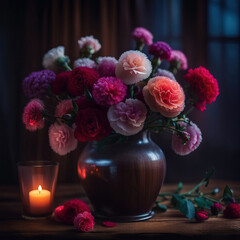 red roses and candle