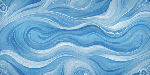 Abstract blue and white water ocean wave and curved line background. Blue wave with liquid fluid ocean texture. Ocean wave banner background.
