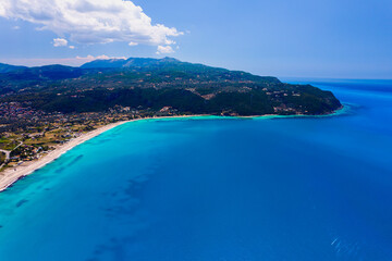 Marine beach view. Mediterranean Sea. Surf line.