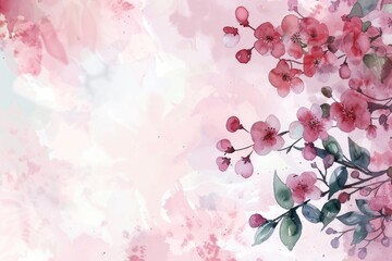 Fototapeta na wymiar Scenic watercolor background floral composition Sakura