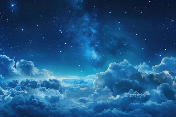 Space of night sky with cloud and stars.  Space of night sky with cloud and stars. - obrazy, fototapety, plakaty