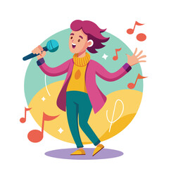 Flat Illustration Vector Of Someone Singing