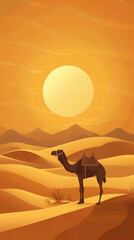 Fototapeta na wymiar camel illustration for wallpaper, Ramadan or Eid greeting cards