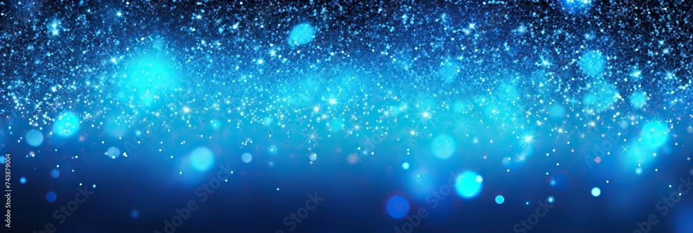 Poster A mesmerizing scene unfolds on a deep blue canvas as countless stars twinkle against a backdrop of swirling black hues
