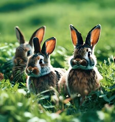 Obraz premium rabbits in the grass