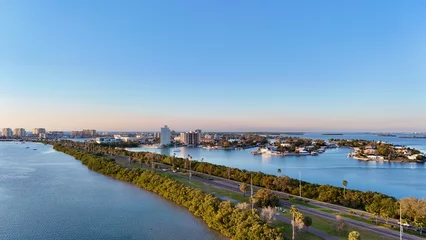 Acrylic kitchen splashbacks Clearwater Beach, Florida A drone photos of the road to Clearwater Beach, Florida