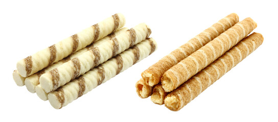 Set of Cookies Tubes, isolated on white background, pastry food concept 