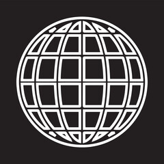 Globe icon vector. Website sign symbol vector. Planet vector icon illustration isolated on black background