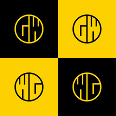 Simple GW and WG Letters Circle Logo Set, suitable for business with GW and WG initials