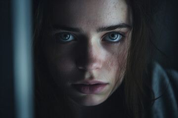 Fototapeta premium Mental health disorder conceptual Generative AI technology portrait picture people have psychic problems