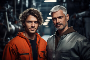 Fototapeta premium Experienced engineer in industrial uniform at big company enterprise Generative AI illustration