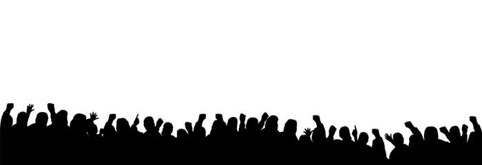 Silhouette of people protesting, a peaceful rally in support of the idea.