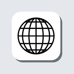 Globe icon vector. Website sign symbol in trendy flat style. Planet vector icon illustration in square isolated on gray background