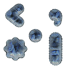 3D Helium Balloon 5 Different Signs/Symbols Flower texture on rainbow colored blue glass