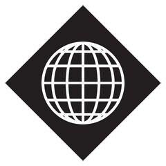 Globe icon vector. Website internet logo design. Planet vector icon illustration in rhombus isolated on white background