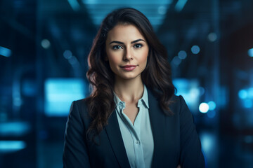 Naklejka premium Created with generative AI picture of confident office worker IT specialist system administrator manager