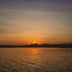 sunset over the river