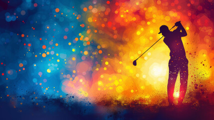Golfer Silhouette showcasing his swing on Bright Background