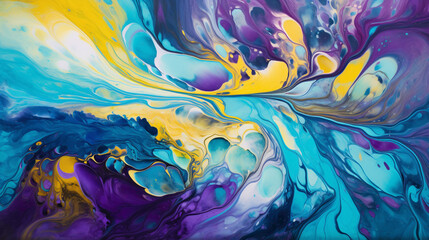 A canvas erupts in a joyous dance of colors, each splash a vibrant melody on the white stage.