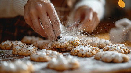 An afternoon of baking cookies with flour everywhere. - obrazy, fototapety, plakaty