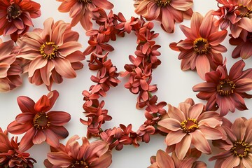 The number  of Brown flowers on a white background. Concept Floral Arrangement, Brown Flowers, White Background, Counting, Visual Estimation