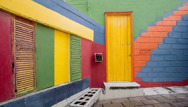 colorful houses in the village of island,Each beach hut is typically painted in a vibrant hue, ranging from bold primary colors to pastel shades, creating a colorful and picturesque scene against the 