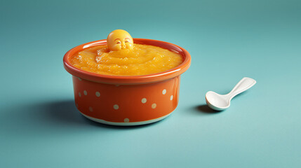 Bowl of baby food.