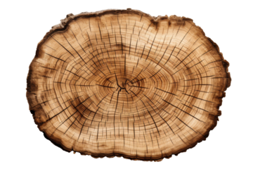 Close Up of Tree Stump. A detailed view of a tree stump, showing the intricate patterns of its rings and texture. On PNG Transparent Clear Background.
