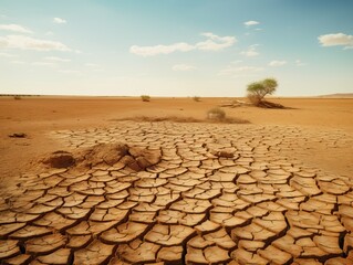 Arid landscape: dry and barren territories afflicted by severe drought
