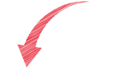 手描き矢印　下向き　落書き風