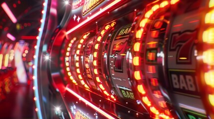 Obraz premium A dynamic animation capturing the exhilaration of a slot machines spinning reels